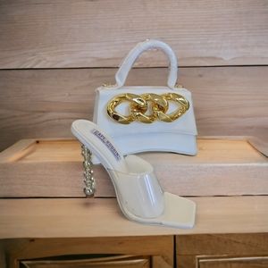 Clear shoe, gold heel